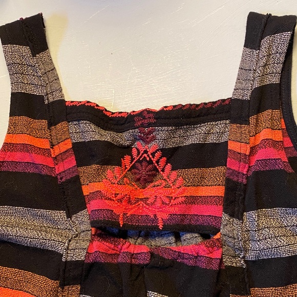 Free People embroidered stripped cotton boho swing tank - Picture 4 of 6